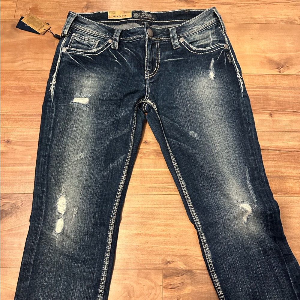 Rolled blue jeans